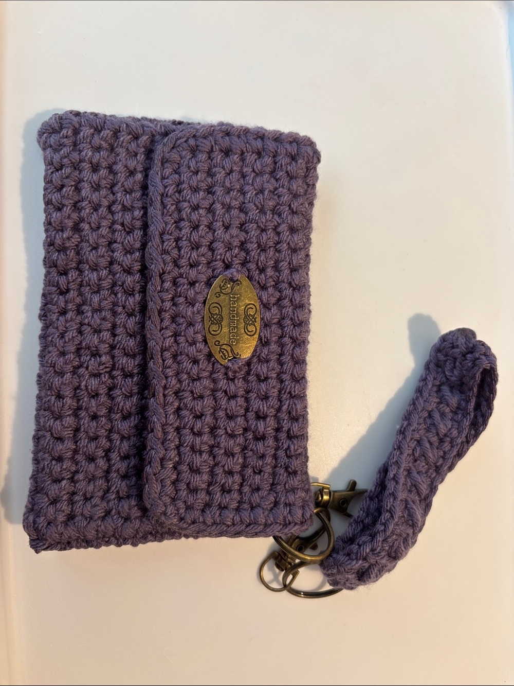 Crocheted Lavender Wristlet Key & Card Holder
